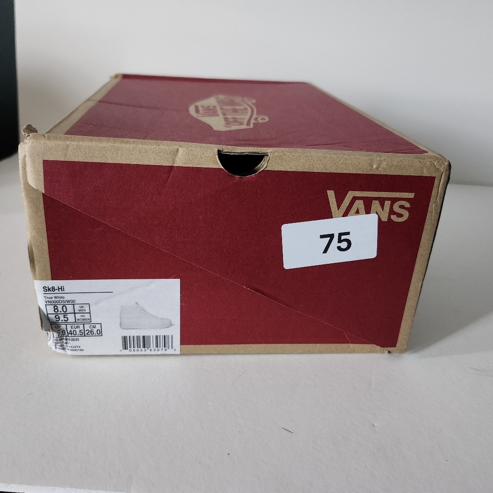 NIB Vans Womens True White Sk8-Hi Hightop Skate Shoes Womens 9.5 Mens 8.0 - Picture 13 of 13